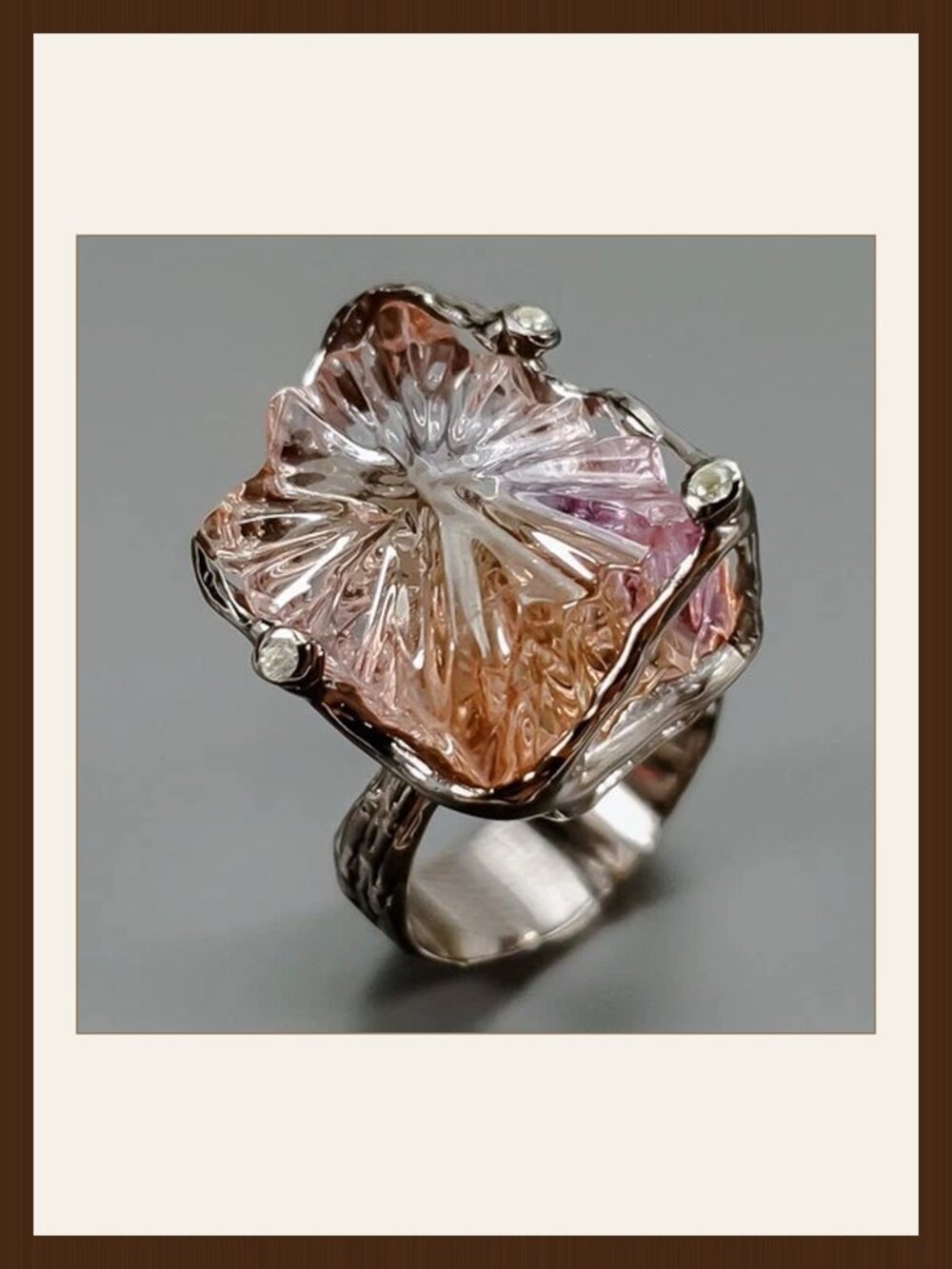 RING 30 ct Natural Ametrine 925 Size 8.5. - Stunning and Unique!